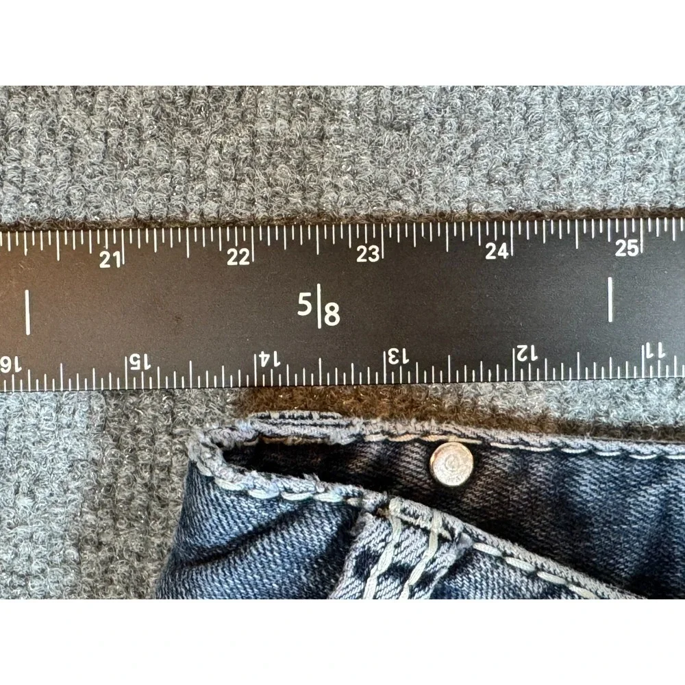 Rock & Roll Cowgirl Bootcut Jeans Womens 28x34 Blue Denim Beaded Pockets Outdoor